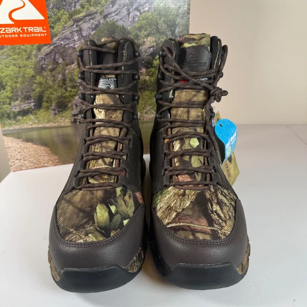 NEW Ozark Trail Mossy Oak Hunting Boots Size 10 Camo Waterproof Insulated 8 Inch